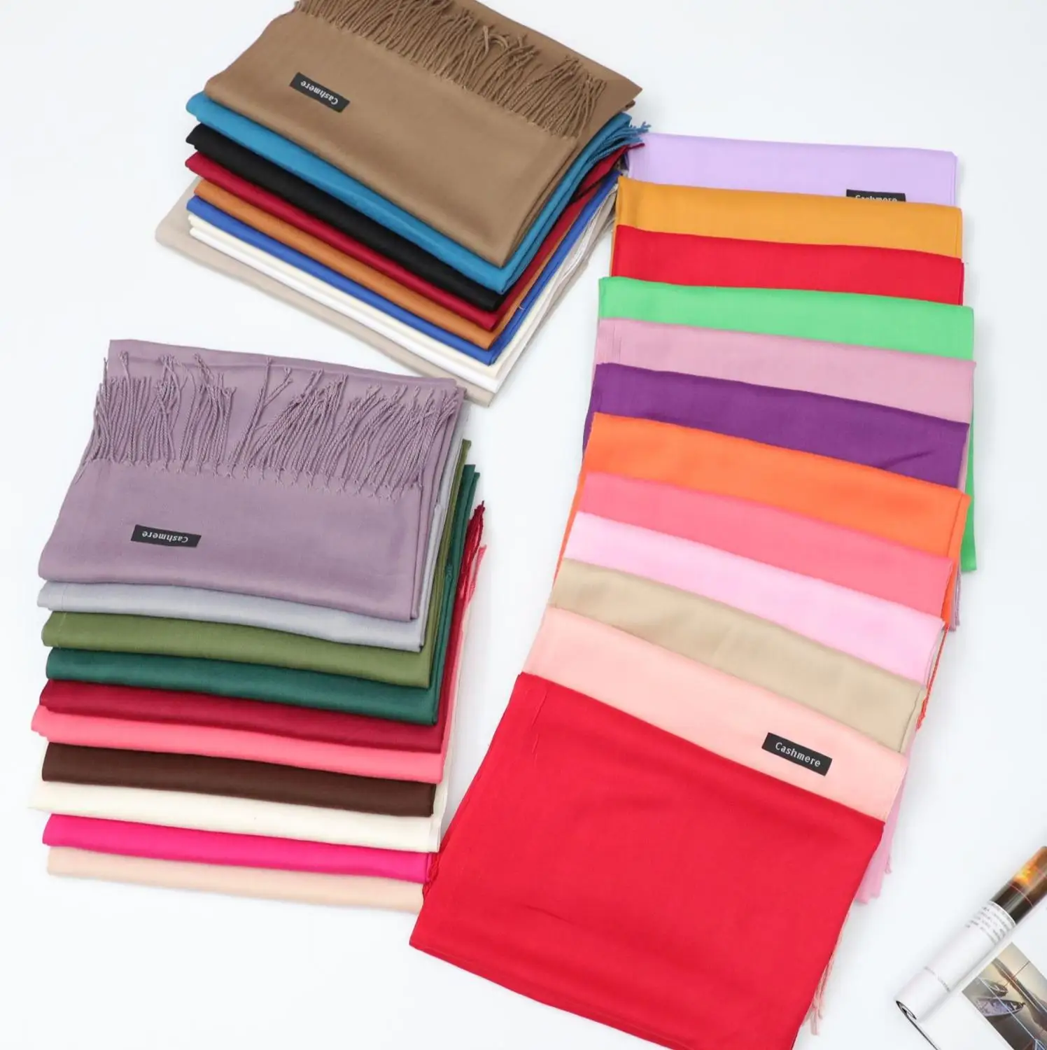 BUENOS осенне зимний искусственный кашемировый однотонный красный шарф большой