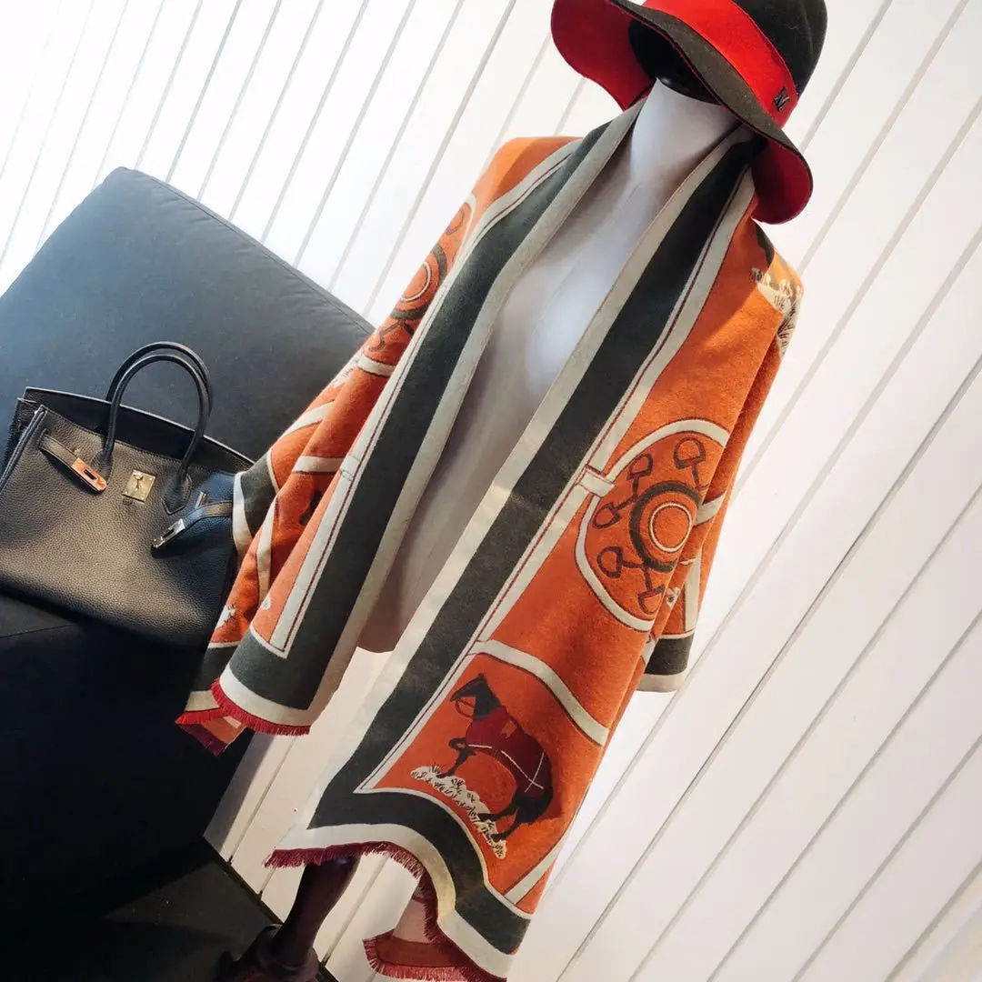 

Fashion Trend Winter neckerchief Thicken Carriage Imitation Cashmere woman's Scarf Luxury Outdoor Warm Shawl