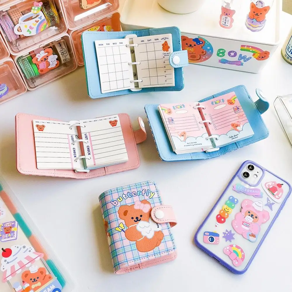 90 шт. мини дневник с кулоном изображением медведя в сетку свободный лист блокнот