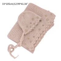 gxmb 2xset cute newborn photography prop infant knit knit blanket wrap photo accessories baby wrap handmade pink beige