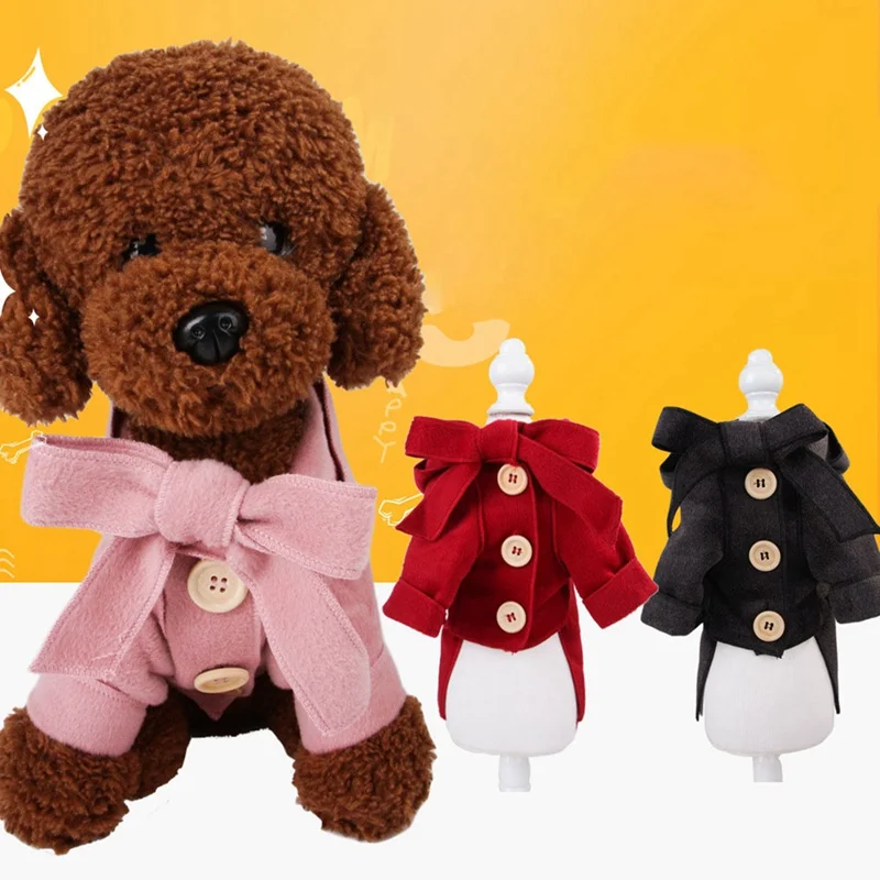 Новая одежда для собак Роскошное однотонное пальто маленьких теплая куртка