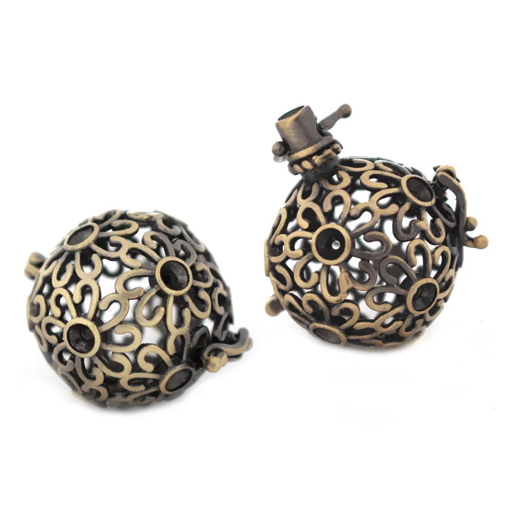 Винтажные полые филигранные круглые шаровые медальоны клетка кулон эфирное