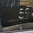Современная табличка с номером дома на заказ, черная акриловая зеркальная панель с номерами из алюминия и пластика