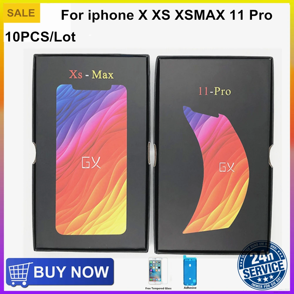 

10pcs 100% Real GX OLED LCD Pantalla Display For iphone X XS LCD Display Touch Screen Digitizer Assembly For iPhone XSMAX 11 Pro