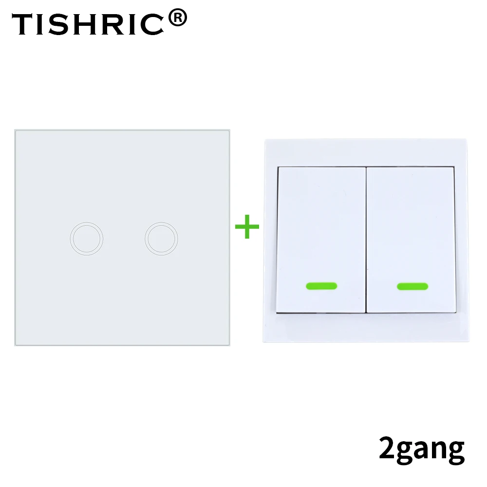 2C Remote and Switch TISHRIC RF пульт дистанционного управления 433 МГц передатчик 86 Тип стеновая панель липкий умный дом работа с SONOFF RF/T1/T2/T3/мост/TX/433 - Комплект: 2C Remote and Switch