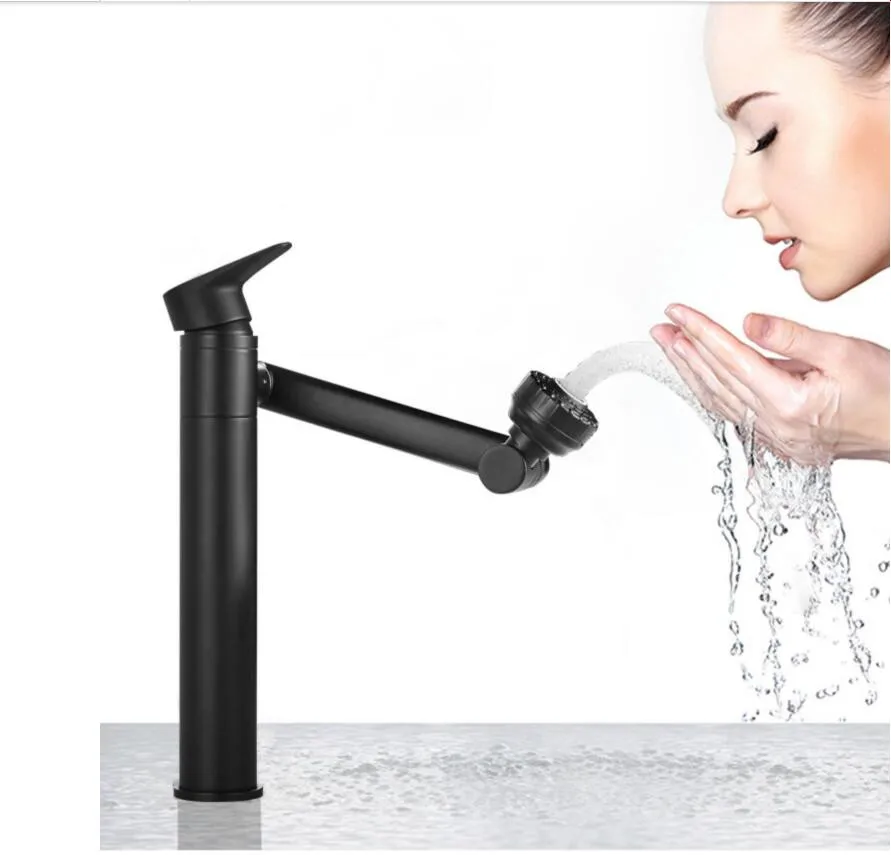 

Bathroom Sink Faucet Black Cold and Hot Single Lever BathroomWash Head Rotation Sink Faucet Basin Faucet Water Tap Mixer