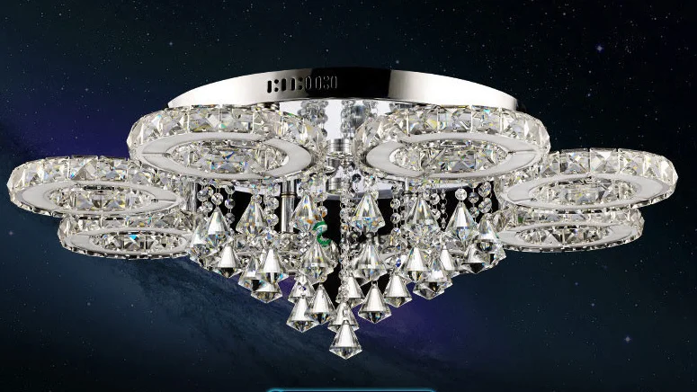 Современный минимализм Lustre De Cristal Led Люстра для фойе Роскошные покрытые зеркалом стальные кольца Круглая Люстра - Цвет абажура: clear 8 light