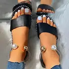 Сандалии женские летние новые модные женские сандалии 2021 повседневные сандалии пляжная женская обувь на плоской подошве удобная обувь с жемчугом