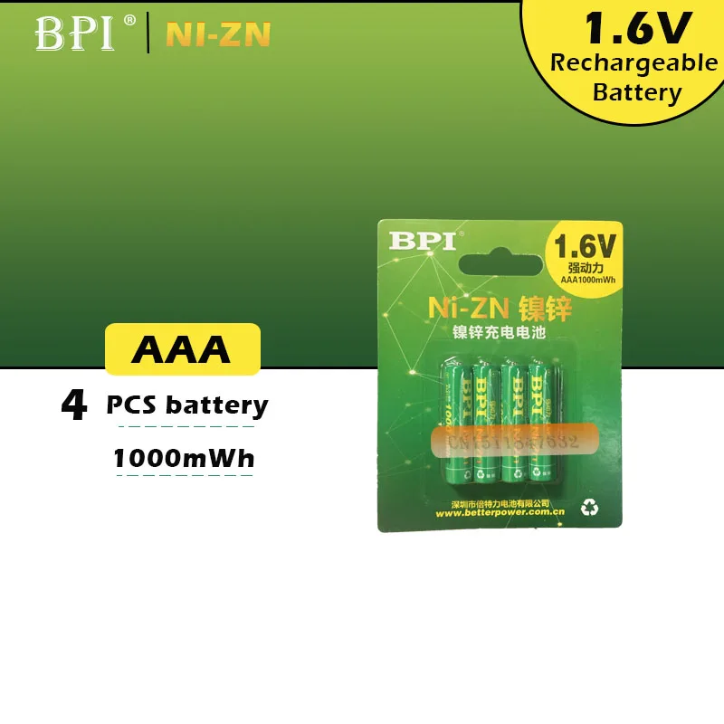 4 шт./лот Оригинальный Новый BPI AAA 1000mWh 1 6 в 5 NI Zn NIZN aaa низкий саморазряд