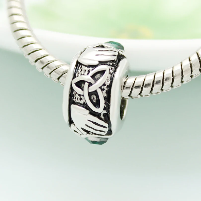 Бесплатная доставка Зеленый Кристалл ирландский кладаг бусины дружбы и любви