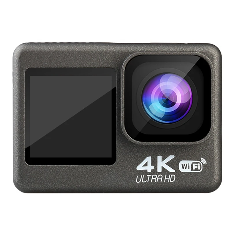 

4K / 60Fps 2,0 дюймовая + 1,3 дюймовая Экшн-камера с двойным экраном 170 ° подводный водонепроницаемый шлем Go Sports Pro Vlog камера