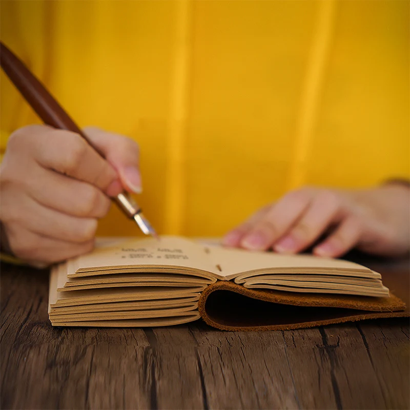 Ручной работы красивыми карманами мини Размеры Натуральная кожа Журнал толстая