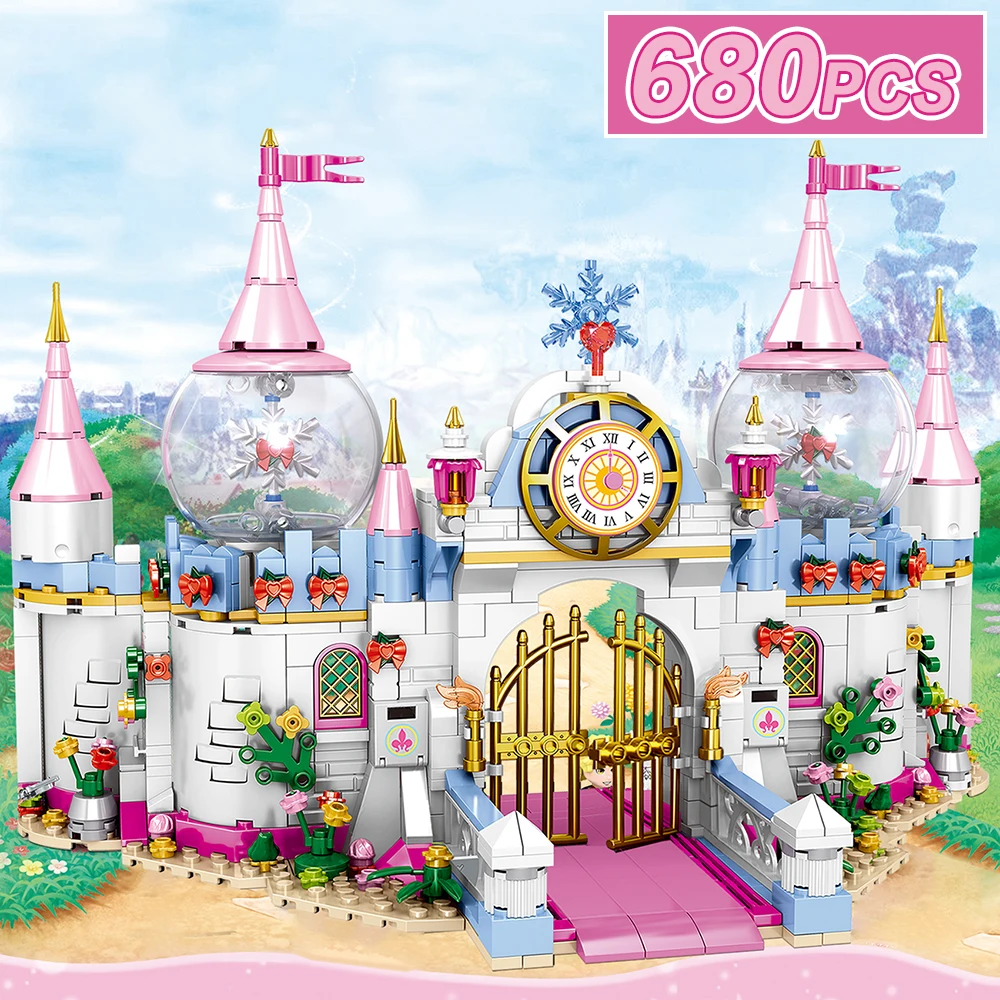 

399PCS Princess Series Castle Building Blocks Magical Ice Castle Bricks Compatible Girls Friends Educational Toys For Children