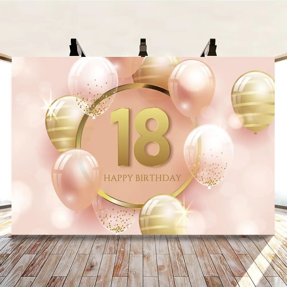 

Happy 30th 40th 50th 60th Birthday Backdrop Flash Rose Gold Dot Birthday Photography Background Diamond Balloon Fabulous Banner