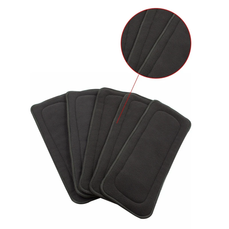 

5 Pcs Washable Diaper 5 Layers Bamboo Charcoal Cloth Super Absorbent Reusable Incontinence Diaper Insert Pad