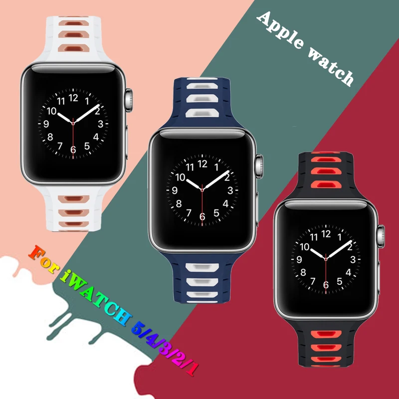 

Strap For Apple Watch band 44mm 40mm iwatch band 42mm 38mm silicone bracelet smartwatch wristband apple watch 6 5 4 3 2 1 se