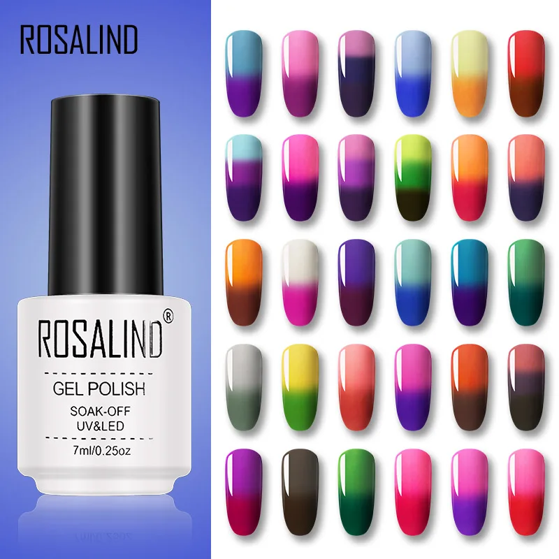 Гель лак для ногтей ROSALIND меняющий цвет Гибридный удаляемый замачиванием