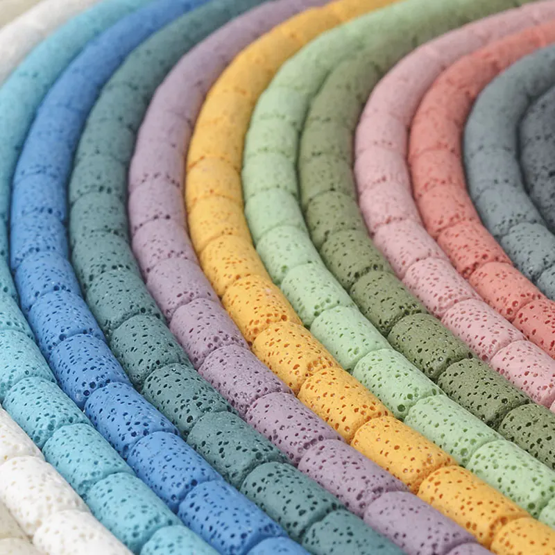 Натуральный камень вулканическая лава трубка свободные бусины для изготовления ювелирных изделий 15 дюймов нитка DIY браслет аксессуары для женщин Подарки 8 мм x 15 мм