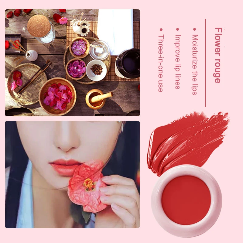 

10 Colors Matte Eatable Lipstick Flowers Rouge Long Lasting Blush Eyeshadow 3 in 1 Brighten Concealer Makeup Ceramic Box