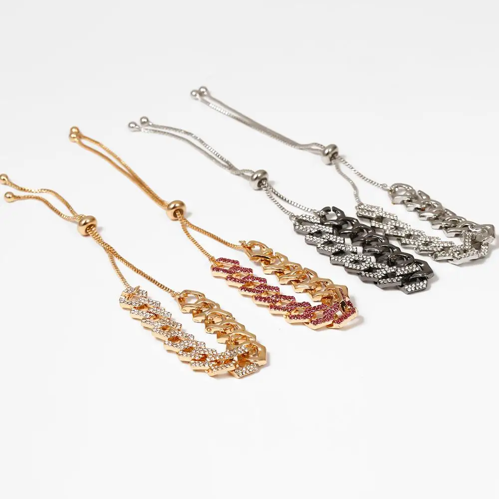 Браслеты цепочки SHIXIN в стиле хип хоп стразы женские браслеты из кубинской цепи