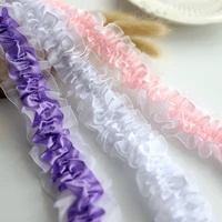 trendy organza double layer center pleated stretch lace diy clothes skirt underwear headwear hat bowknot woven ribbon decoration