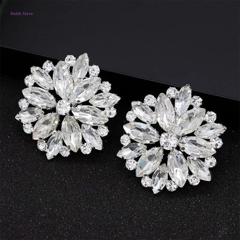 

1Pair Luxury Crystal Shoe Clips Removable Rinestone Shoes Charms Buckles Shiny Wedding Bridal Decoration Accessories XX9E