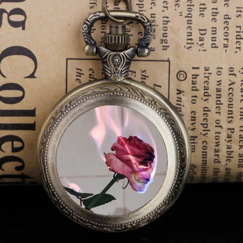 Высококачественные карманные часы брелок в античном стиле с рисунком огненной