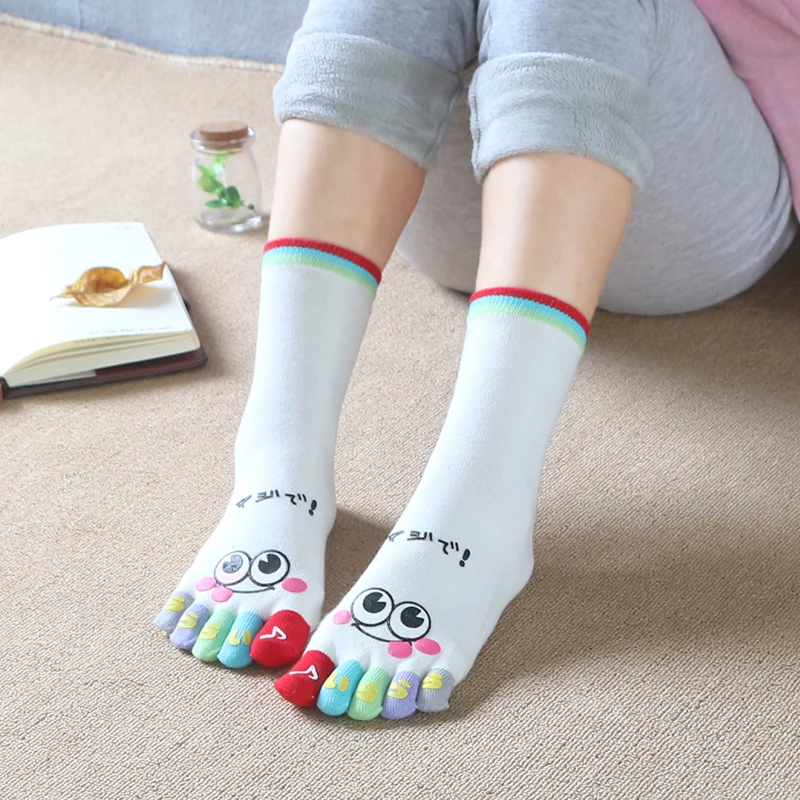 4 пары для влюбленных носки с пятью пальцами хлопковые малышей милым рисунком На