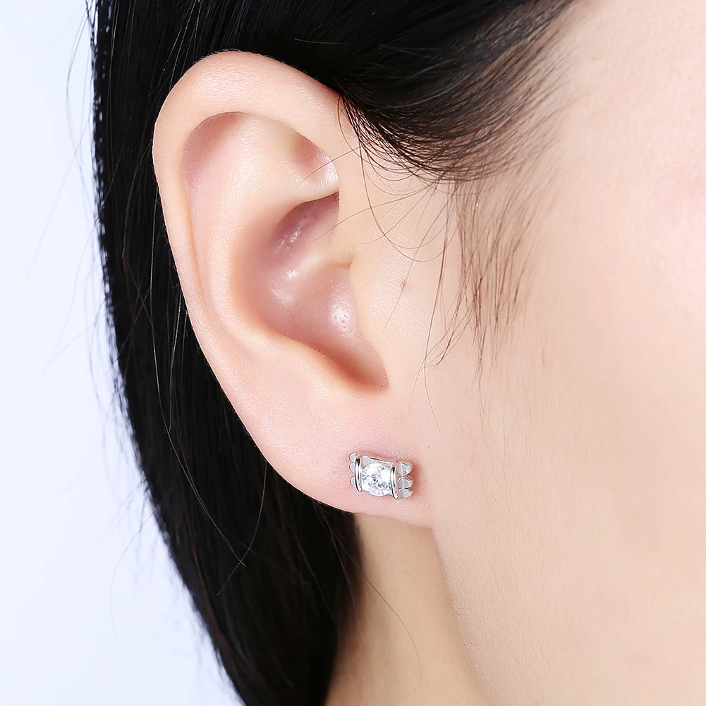 

SILVERHOO Genuine 925 Sterling Silver Earrings For Women Elegant Round Zircon Irregular Stud Earring Fine Jewelry New Arrival