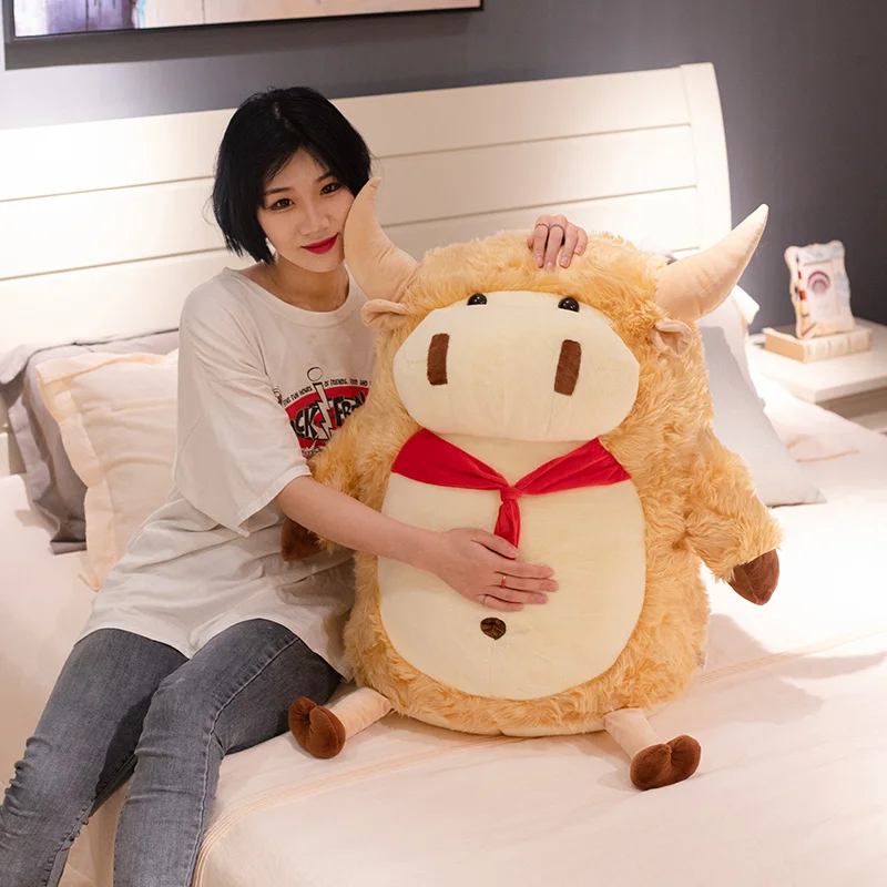 

High Quality 60cm Kawaii Bull Demon Cattle Plush Toy Stuffed Fat Cow Animals Soft Toys For Baby Gift Stuffed Doll For Collection