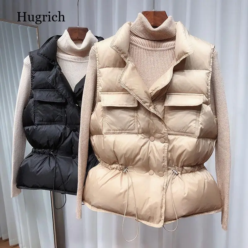 Женский пуховой жилет куртка без рукавов теплая на белом утином пуху модная