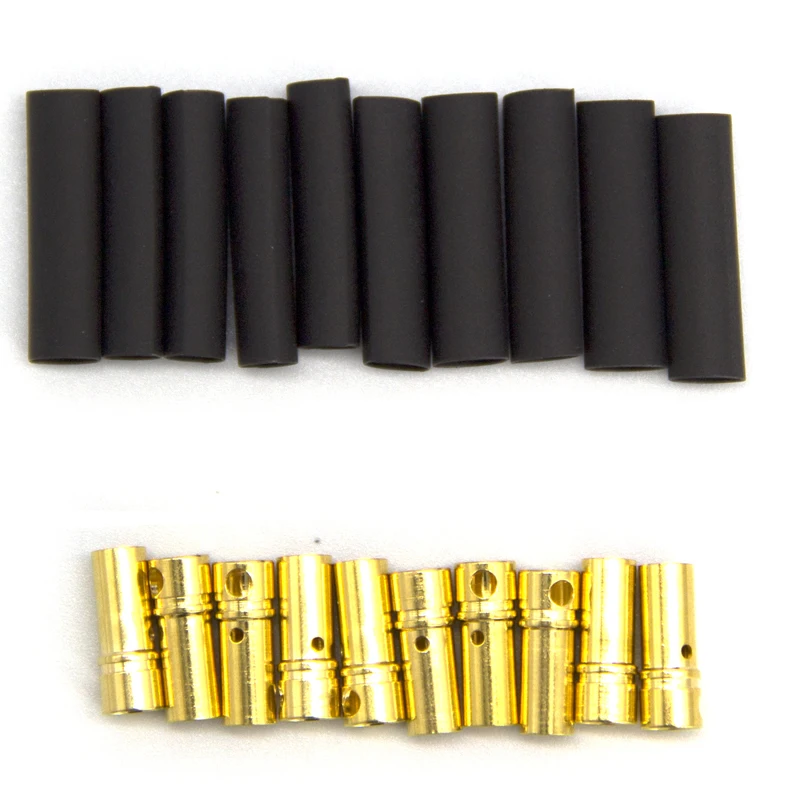 Штекер типа банан золотистый 3 5 мм с термоусадочной трубкой для двигателя