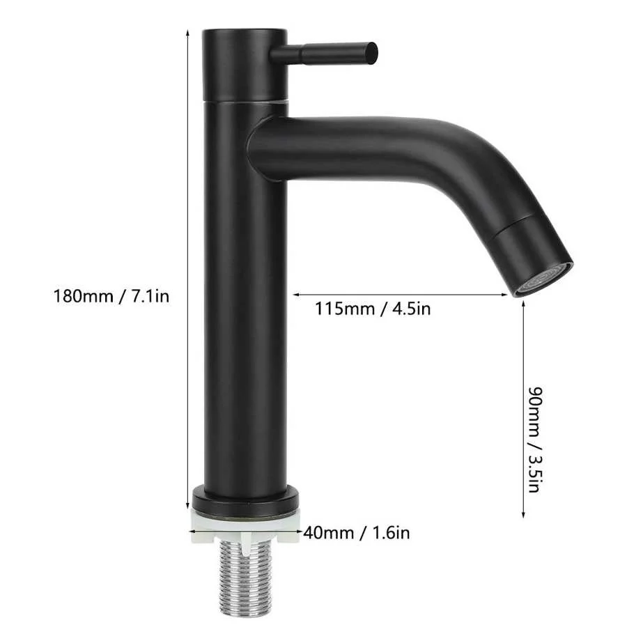 

G1/2in Black Kitchen Sink Faucet Stainless Steel Washbasin Faucets Single Cold Water Tap for Kitchen Bathroom basin water taps