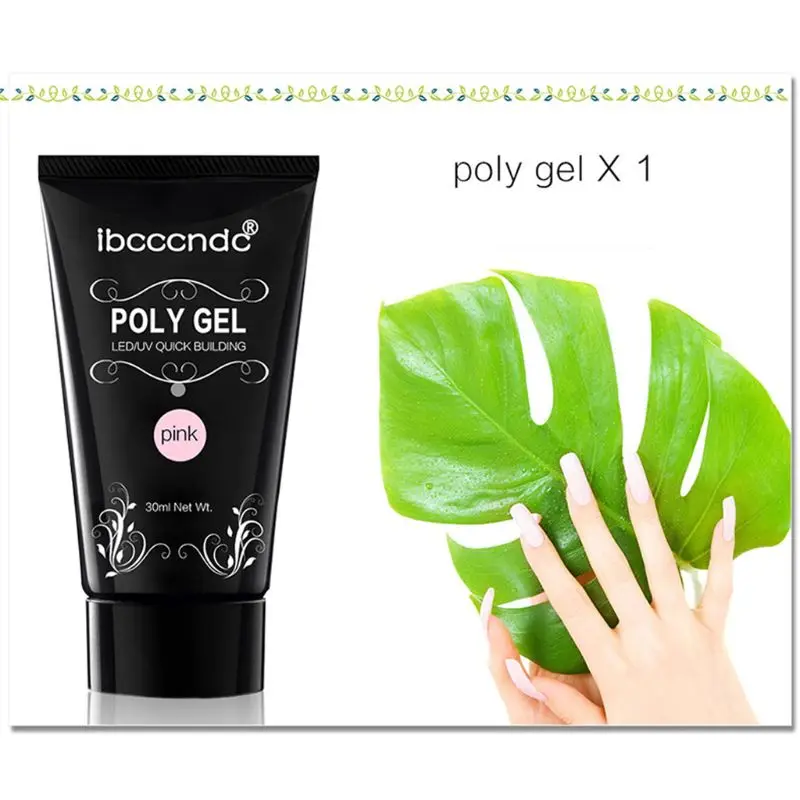 

6pcs/set Nail Poly Quick Building Kits UV Gel Polish Nails File Lamp Dual End Brush Tips Extension Slip Solution