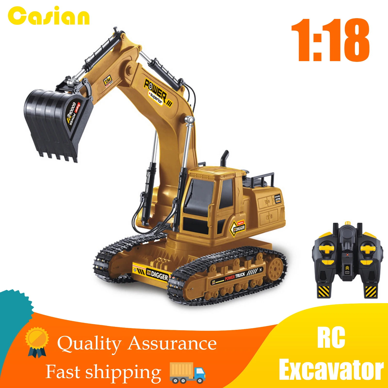 

1/18 RC Excavator 2.4G Radio Controlled Car Caterpillar Tractor Model Engineering Truck Digging Soil Sound Toys For Boys Gift