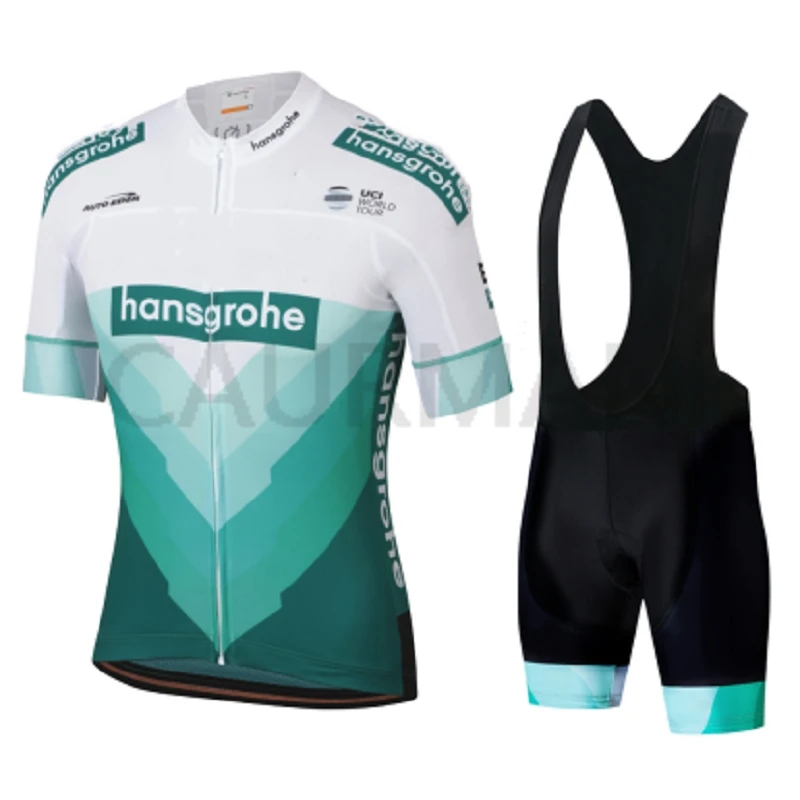 

Новинка 2019, комплект одежды Hansgrohe для командной езды на велосипеде, Джерси и шорты с нагрудником, дышащие летние топы, рубашка, Мужская одежд...
