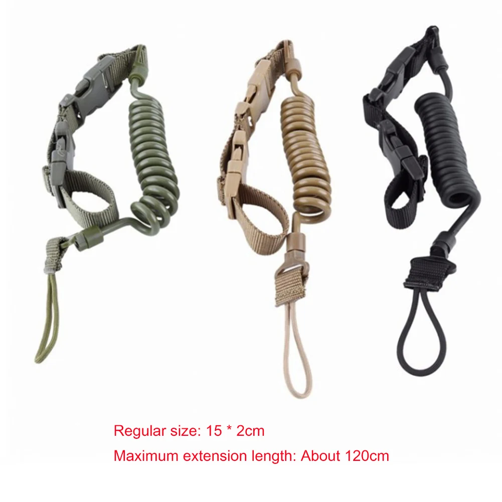 

1pcs Outdoor Spring Lanyard Elastic Telescopic Camp Hiking Hunting Hanging Belt Buckle Quick Release Rifle Sling Safety Rope