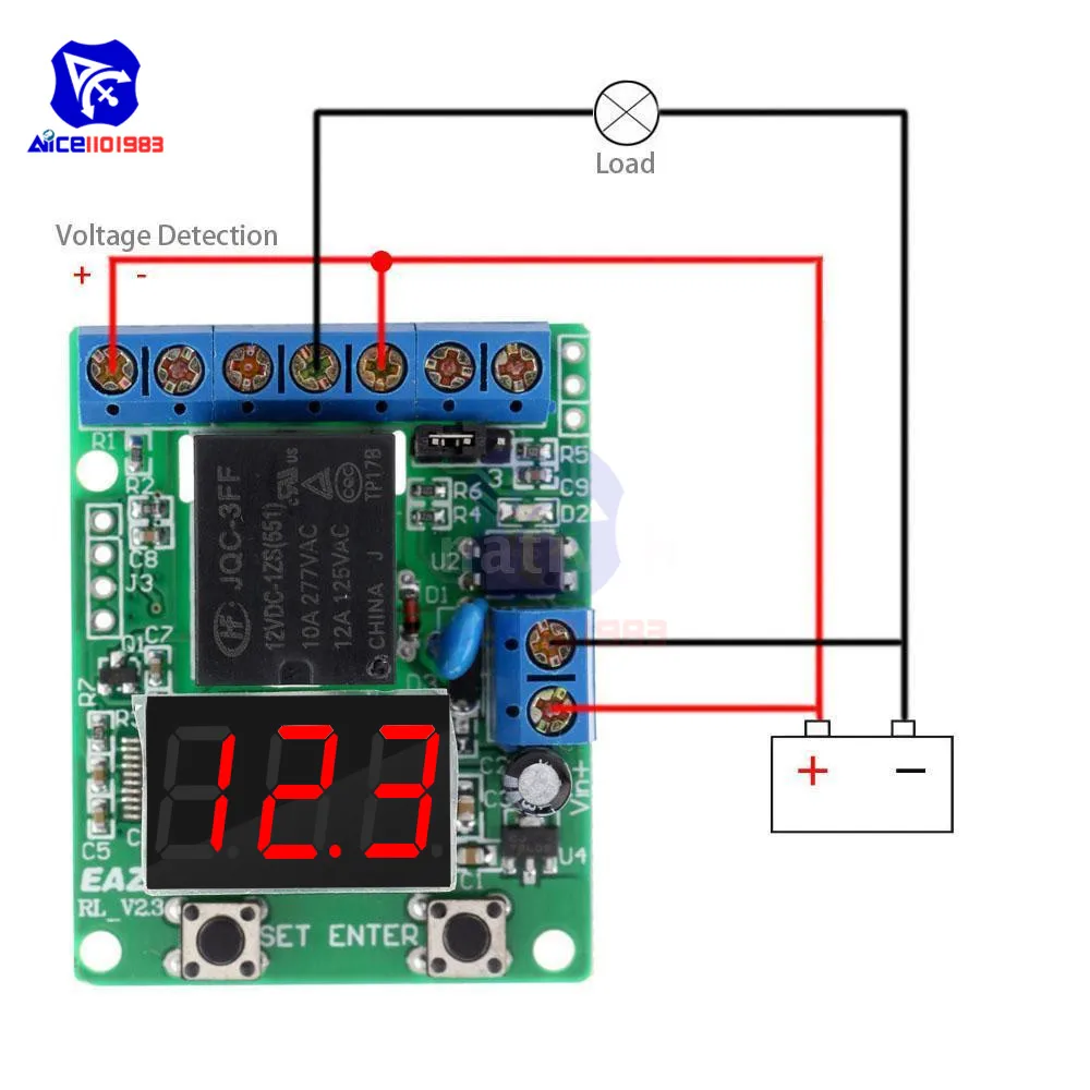Diymore DC 12 В светодиодный реле дисплея модуль переключатель реле управления плата обнаружения напряжения зарядки монитор выгрузки тестер