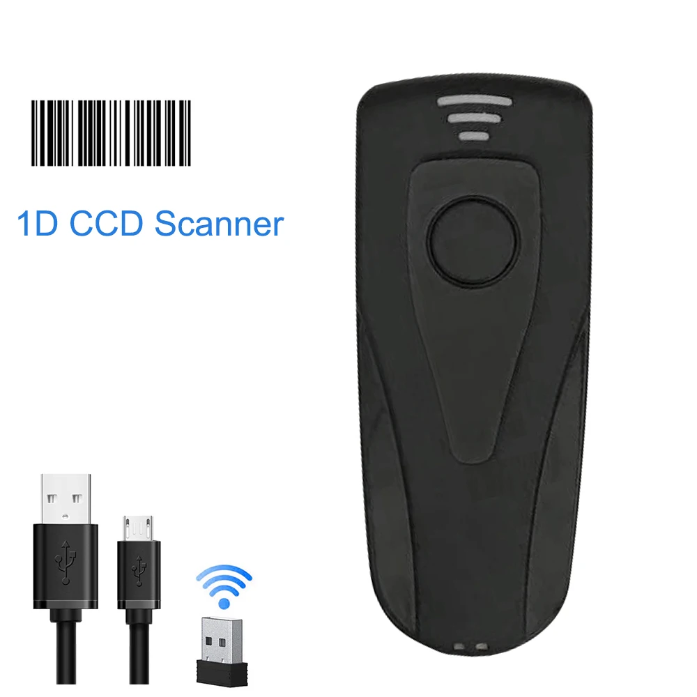 Фото Питный сканер штрих-кода Bluetooth, RUGLINE 1D CCD Bluetooth беспроводной считыватель штрих-кодов с местом для хранения 16 м №1