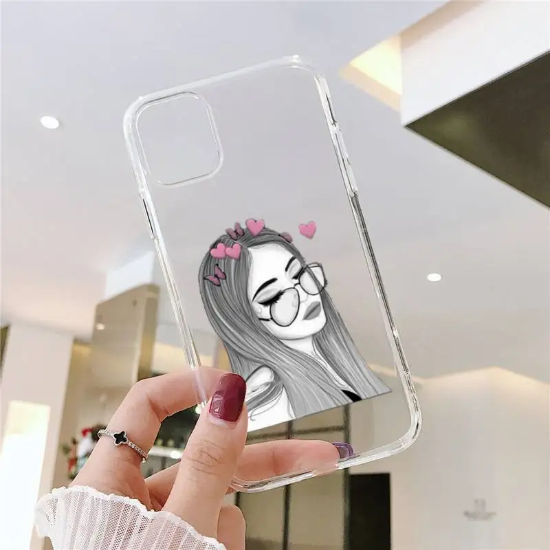 

ins heart senior boys and girls Phone Case Transparent for iPhone 6 7 8 11 12 s mini pro X XS XR MAX Plus SE mobile bags