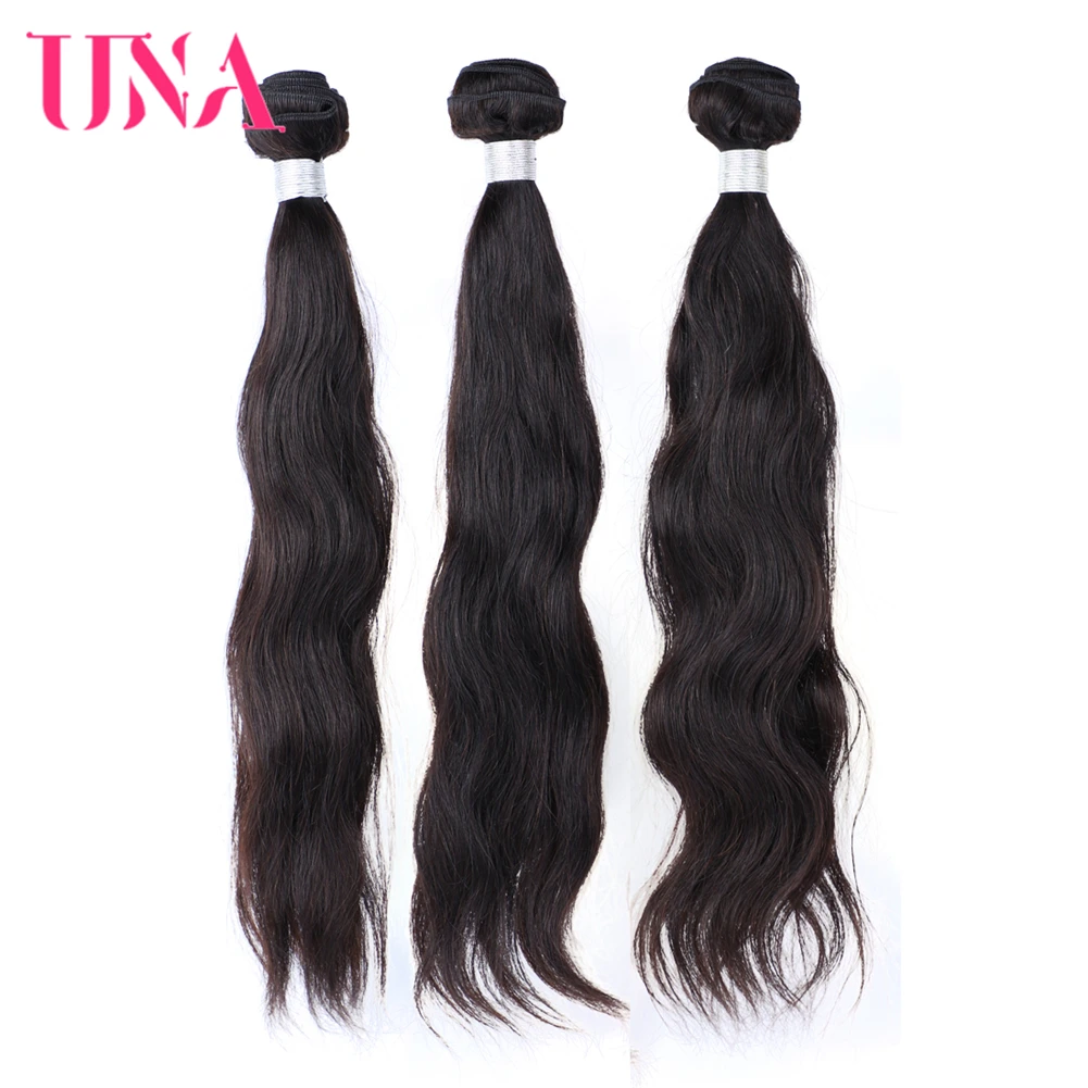Уна индийские волосы плетение 3 пучка Дело естественная волна Remy натуральные