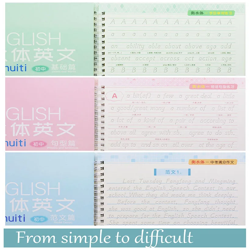 3 Pcs English Italic Groove Practice Copybook Reusable Handwriting Practice Calligraphy Book English Alphabet Word Can Be Reused images - 6