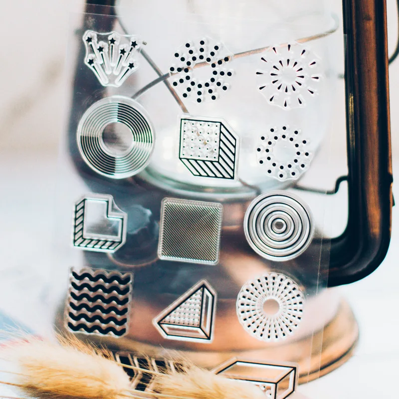 Винтажный прозрачный силиконовый штамп с геометрическим рисунком для