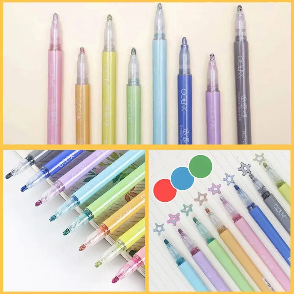 

8 different Glitter Color Line Painter Pen Set Art Painting Marker Diary Journal Liner School Album For Drawing Calligraphy W8Z5