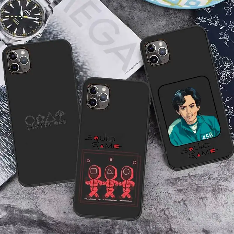 

Squid Game Phone Case for iPhone 13 7 8 11 12 Pro X XS XR Samsung A S 6 7 9 10 51 70 mobile bags Round Six 456 shell Korea TV