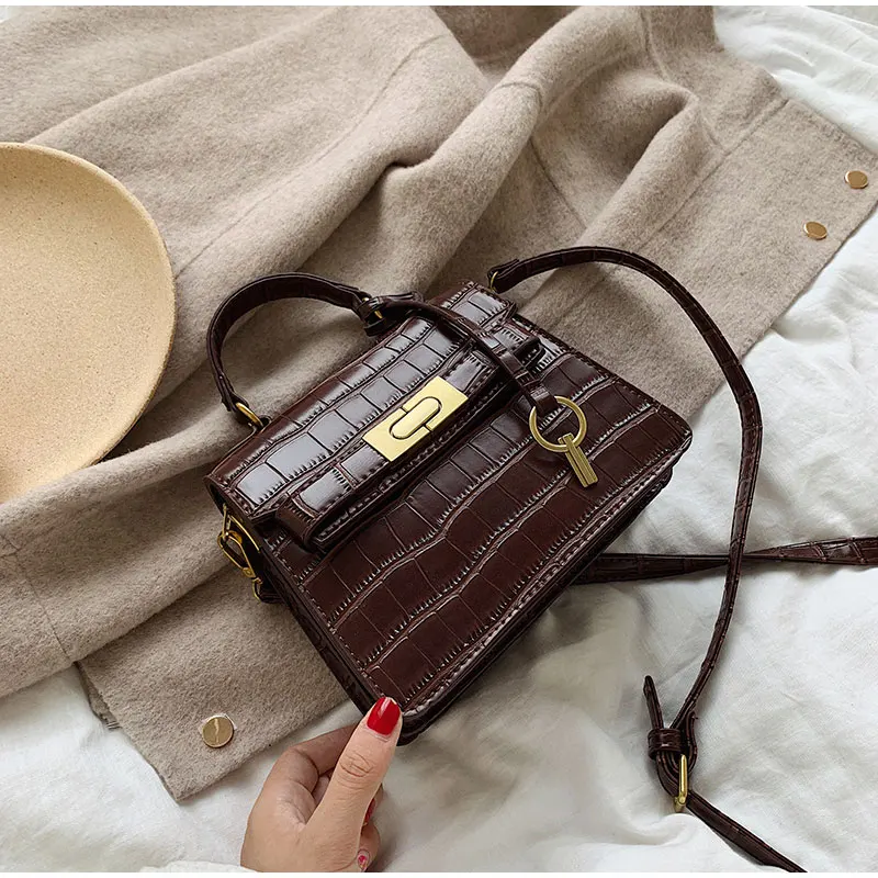 Брендовые женские сумки через плечо с каменным узором из искусственной кожи 2020