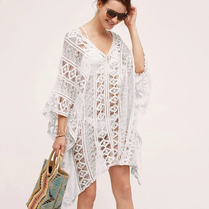 Сексуальная Пляжная накидка бикини Женский вязаный купальник купальный костюм