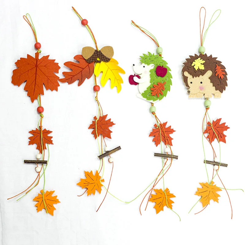 Креативный мультяшный фетровый ежик кленовый лист украшение для дома подвеска