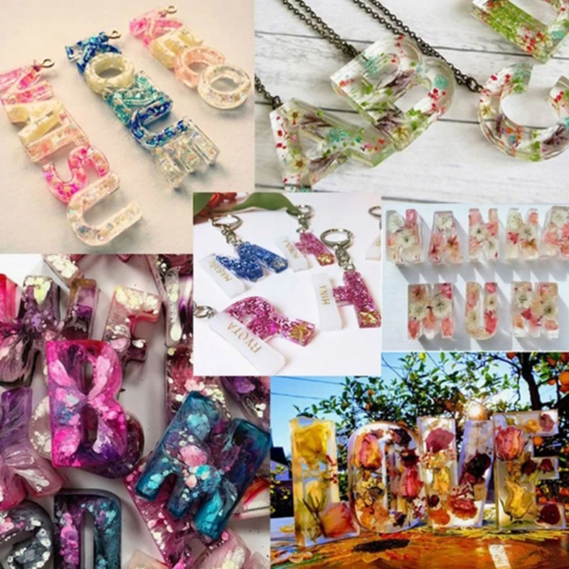 

Crystal Epoxy Resin Mold Alphabet Letter Number Pendant Casting Silicone Mould
