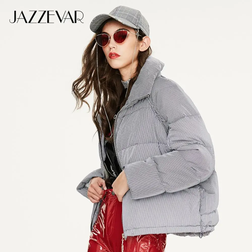 JAZZEVAR 2022 Winter New Arrival Down Jacket with Zipper Fashion Style Color Pink Short Coat for Women